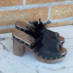 MOU HIGH HEEL WOOD CLOG SIZE 38/8